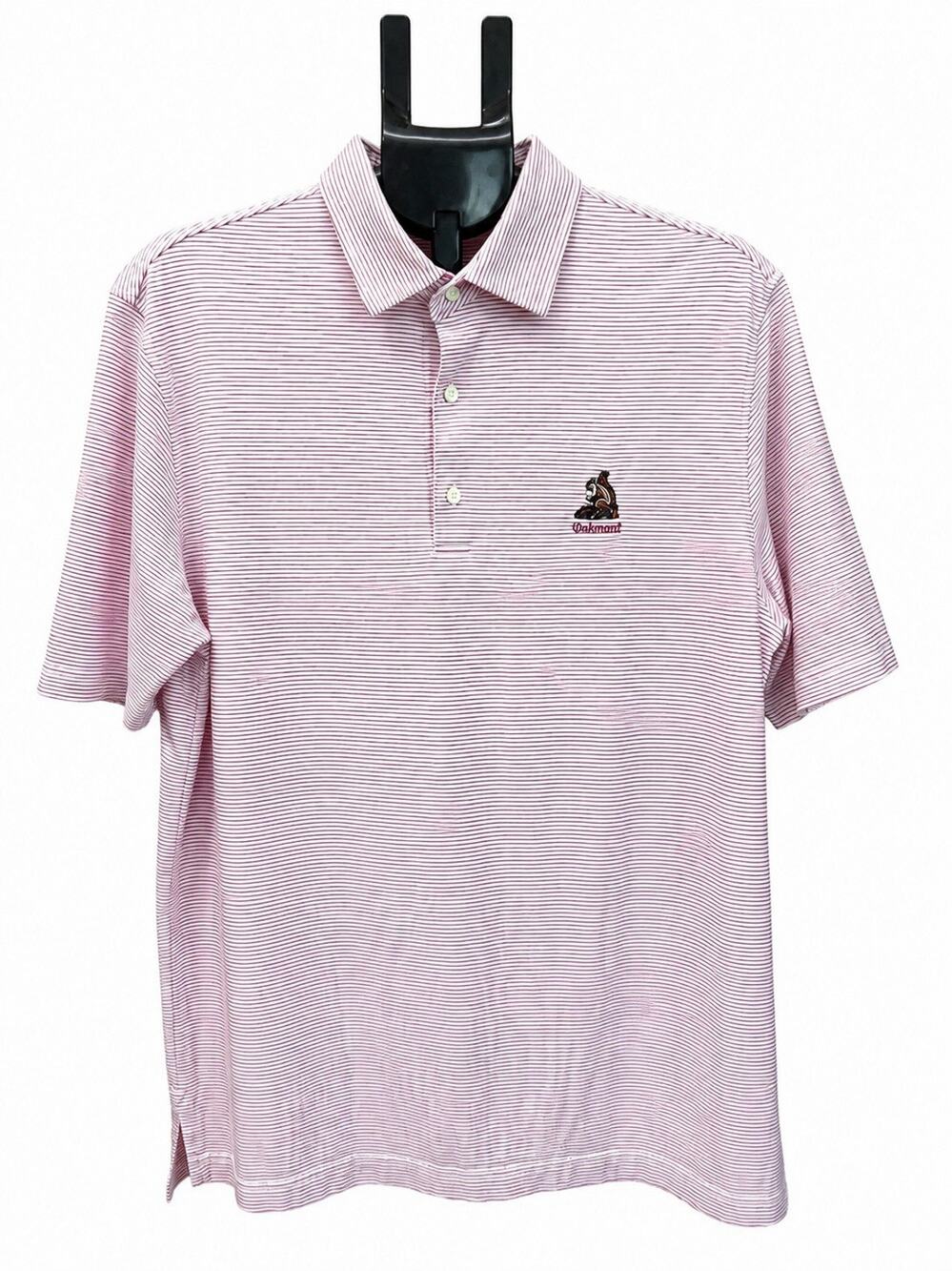 Oakmont Golf Polo Mens M Red White Stripe Performance